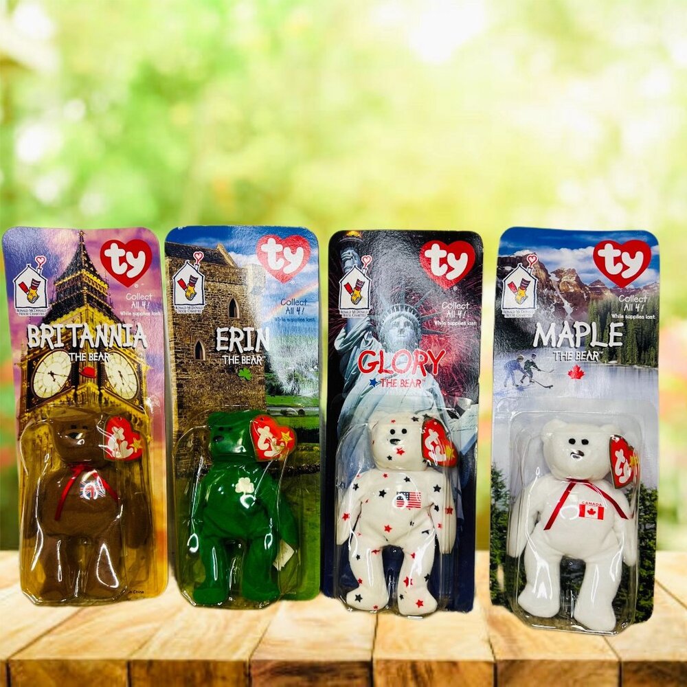 TY Beanie Babies Vintage 90's Collectable McDonald Bears Complete Country Set